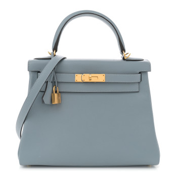 HERMES Evercolor Kelly Retourne 28 Bleu Lin