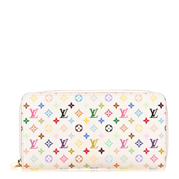 LOUIS VUITTON Monogram Multicolor Zippy Wallet White Litchi
