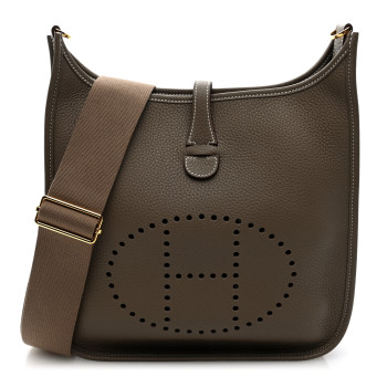 HERMES Taurillon Clemence EVELYNE III PM Etoupe