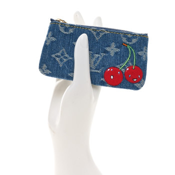 LOUIS VUITTON LV X TM Monogram Denim Cerise Key Pouch Blue