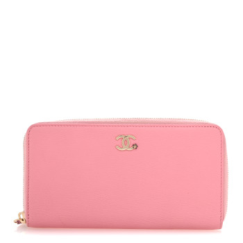CHANEL Goatskin Zip Around Wallet  Pink