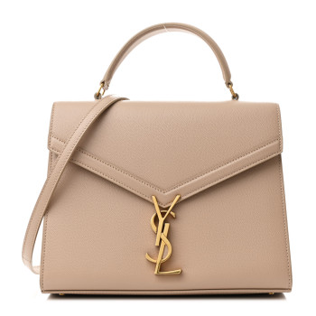 SAINT LAURENT Grain de Poudre Medium Classic Monogram Cassandra Top Handle Dark Beige