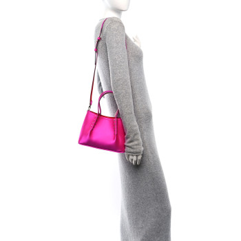 CHRISTIAN LOUBOUTIN Satin Spiked Mini Cabarock Shopper Holly Pink