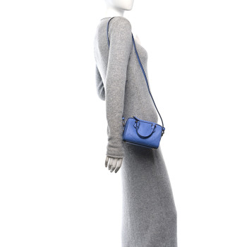 GUCCI Calfskin Jumbo GG Embossed Super Mini Top Handle Bowler Bag Blue