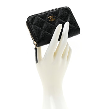 CHANEL Caviar Quilted Zip Coin Purse Black