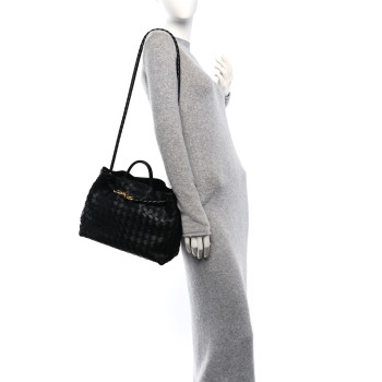 BOTTEGA VENETA Nappa Intrecciato Medium Andiamo Shoulder Bag Black