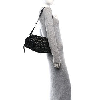 PRADA Re-Nylon Studded Shoulder Bag Black