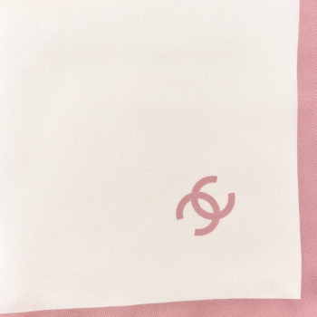 CHANEL Silk CC Square Square Ecru Light Pink