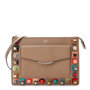 FENDI Vitello Dolce Studded Mini 2Jours Pouch Cuoio Multicolor