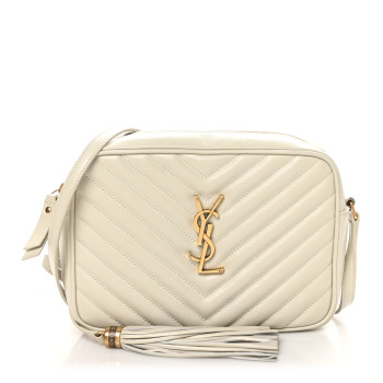 SAINT LAURENT Calfskin Matelasse Monogram Lou Camera Bag Crema Soft