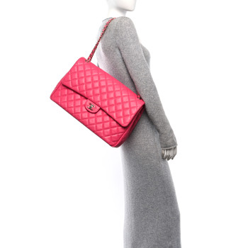CHANEL Caviar Quilted XXL Travel Flap Bag Dark Pink