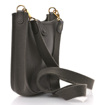 HERMES Taurillon Clemence Evelyne TPM Gris Etain