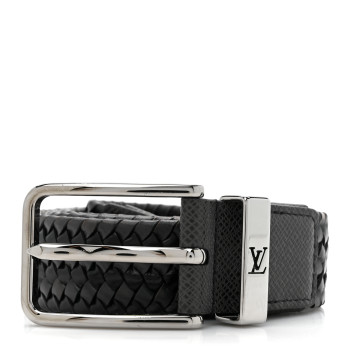 LOUIS VUITTON Taiga Braided Pont Neuf Belt 95 38 Black Grey