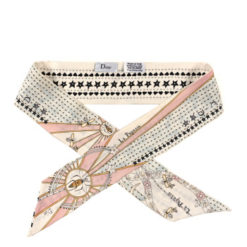 CHRISTIAN DIOR Silk High Priestess Tarot Mitzah Scarf Off White