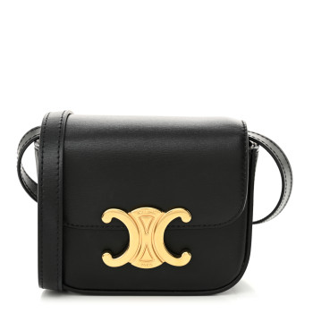 CELINE Shiny Calfskin Mini Triomphe Black