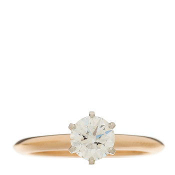 TIFFANY Platinum 18K Rose Gold Diamond .82ct Solitaire Engagement Ring 54 7