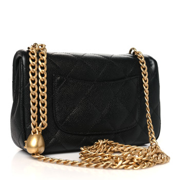 CHANEL Caviar Quilted Mini Sweetheart Rectangular Flap Black