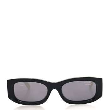 CHANEL Acetate Polarized Rectangle Sunglasses 5525-A Black White