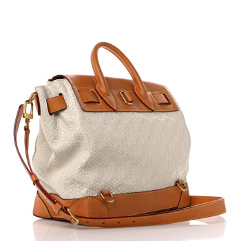 LOUIS VUITTON Calfskin Woven Embossed Monogram Steamer 30 Off White