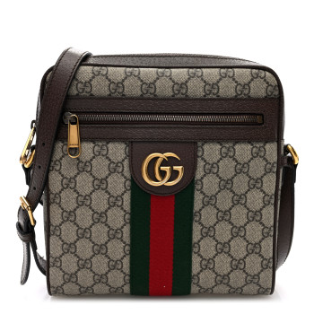 GUCCI GG Supreme Monogram Web Small Ophidia Messenger Bag Brown