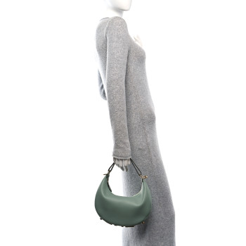 FENDI Vitello Grace Matte Small Fendigraphy Hobo Bag Menta