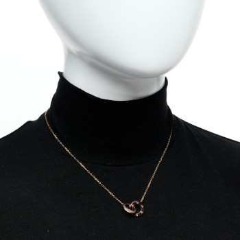 CARTIER 18K Pink Gold Diamond Interlocking LOVE Paved Necklace