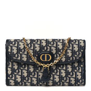 CHRISTIAN DIOR Oblique Bobby East West Pouch With Chain Blue