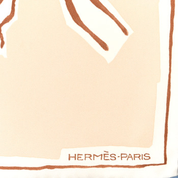 HERMES Silk Muslin Choreographie Equestre Scarf 70 Rose Nacre White