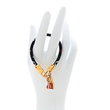 LOUIS VUITTON Monogram Multicolor Luck It Bracelet 17 Black