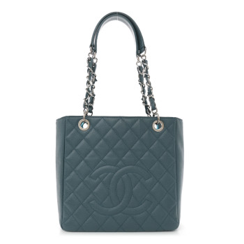 CHANEL Caviar Quilted Petit Shopping Tote PST Blue