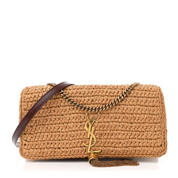 SAINT LAURENT Raffia Monogram Tassel Kate 99 Dark Nude