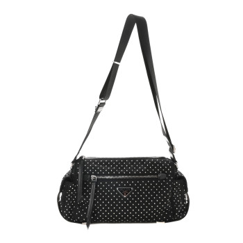 PRADA Re-Nylon Studded Shoulder Bag Black