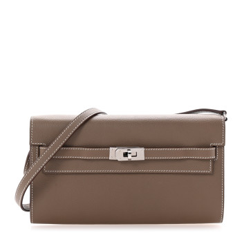 HERMES Evercolor Kelly Wallet To Go Etoupe