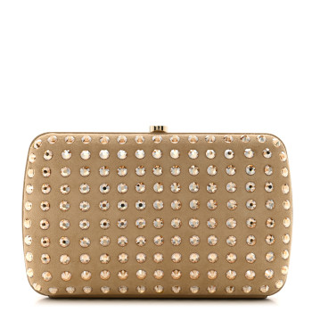 GUCCI Suede Swarovski Crystal Clutch Beige