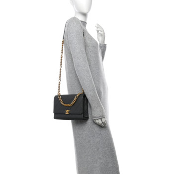 CHANEL Caviar Quilted Bracelet On Chain Flap Dark Grey CHANEL Caviar Quilted Bracelet On Chain Flap Dark Grey