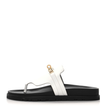 HERMES Calfskin Womens Empire Sandals 37 White