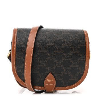 CELINE Triomphe Canvas Medium Folco Bag Tan