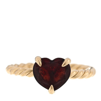 DAVID YURMAN 18K Yellow Gold Garnet 7mm Heart Chatelaine Ring 47 4