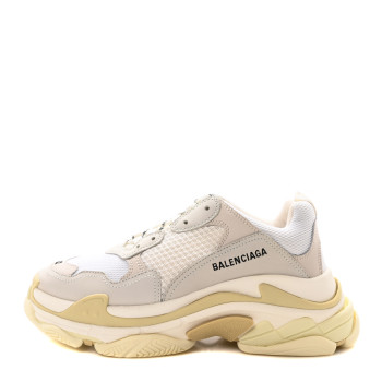 BALENCIAGA Fabric Mesh Mens Triple S Sneakers 12 White