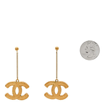 CHANEL CC Drop Earrings Matte Gold