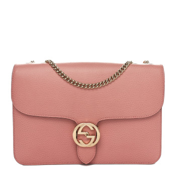 GUCCI Dollar Calfskin Small Interlocking G Shoulder Bag Soft Pink