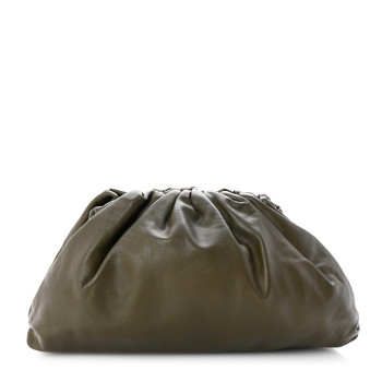 BOTTEGA VENETA Smooth Butter Calf The Pouch Oversized Clutch Kaki Fondent