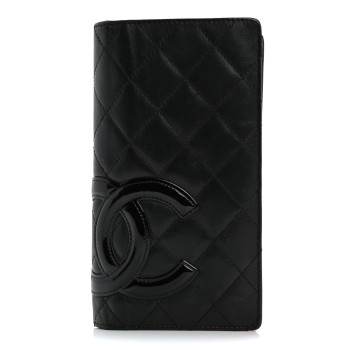 CHANEL Calfskin Quilted Cambon Yen Wallet Black