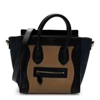 CELINE Calfskin Suede Nano Tri-Color Luggage Sand