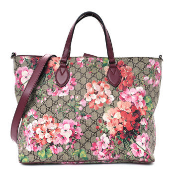 GUCCI Soft GG Supreme Monogram Blooms Medium Crossbody Tote Beige Multicolor Dry Rose