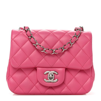CHANEL Lambskin Quilted Mini Square Flap Pink