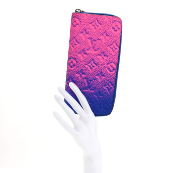 LOUIS VUITTON Taurillon Illusion Zippy Vertical Wallet Bleu Rose
