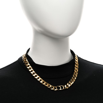 CHRISTIAN DIOR Metal Danseuse Etoile Chain Choker Necklace Gold