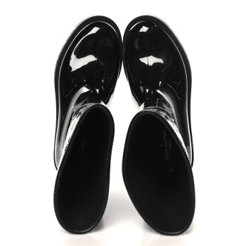 LOUIS VUITTON Rubber Embossed Monogram Splash Rain Short Boots 36 Black