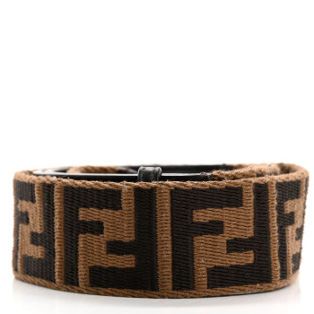 FENDI Ribbon Vitello Century FF 1974 Flat Studded Strap You Fango Marrone Ebano